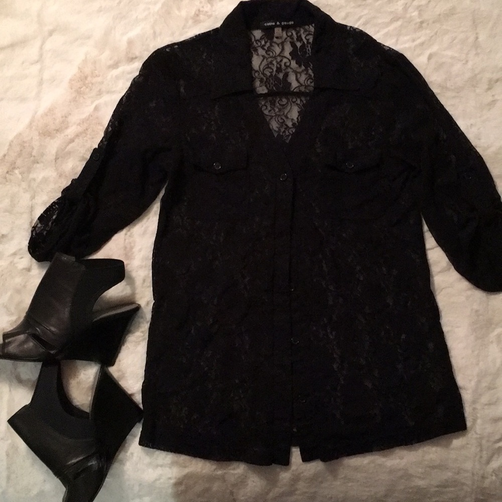 Black Lace Blouse. Size Small